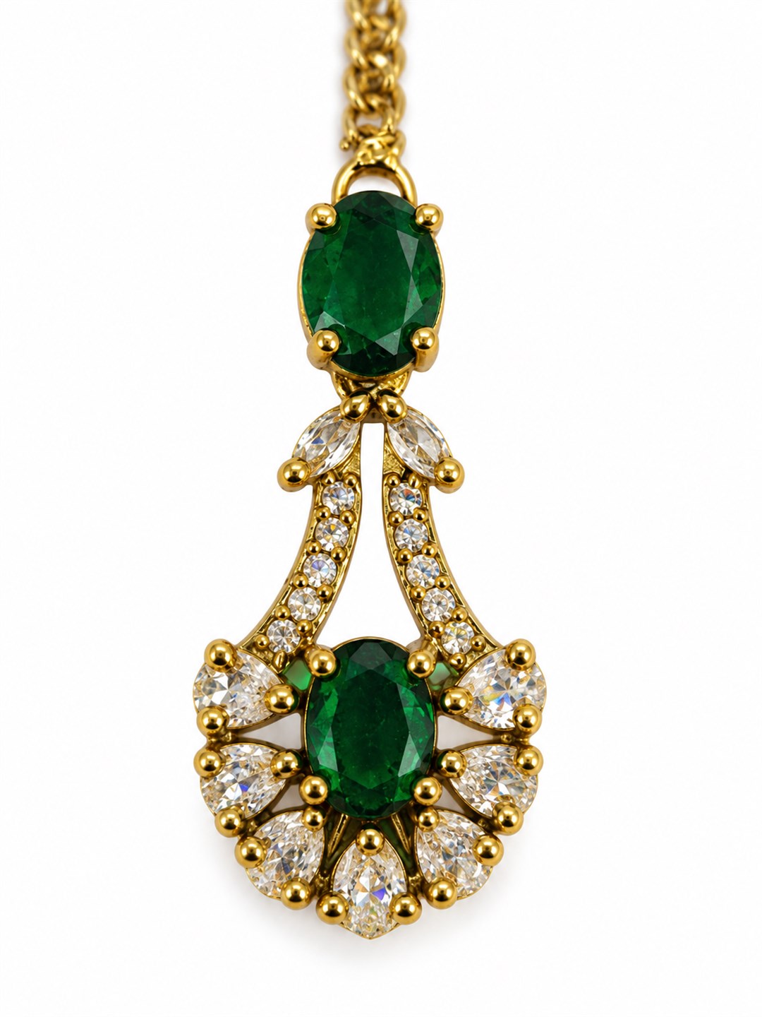South Indian Gold Plated Green AD Maang Tikka for Women