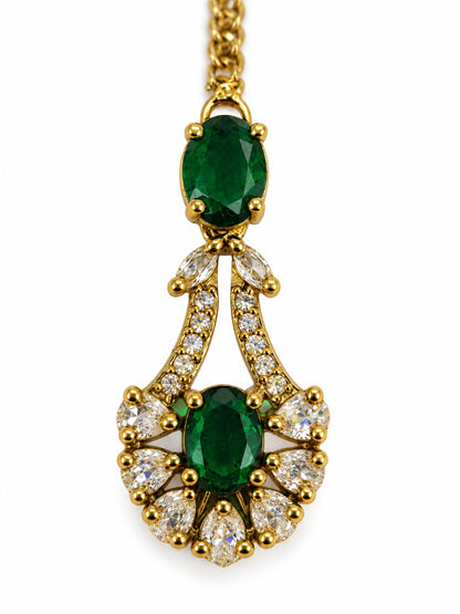 South Indian Gold Plated Green AD Maang Tikka for Women