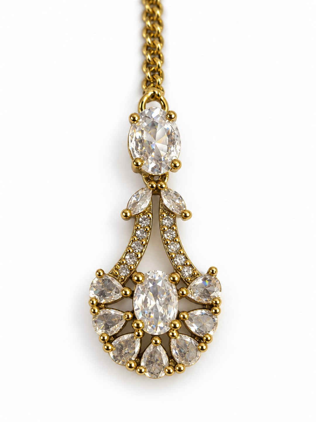 South Indian Gold Plated AD Maang Tikka for Women