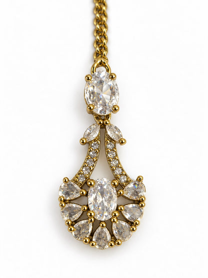 South Indian Gold Plated AD Maang Tikka for Women