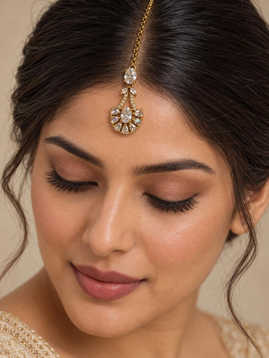 South Indian Gold Plated AD Maang Tikka for Women