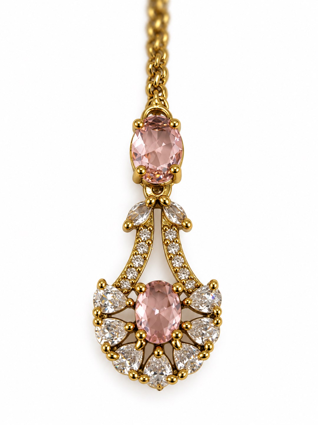South Indian Gold Plated Pink AD Maang Tikka for Women