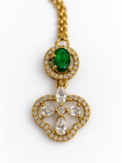 South Indian Gold Plated Green AD Maang Tikka for Women