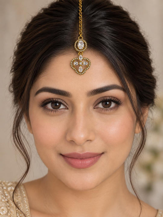 South Indian Gold Plated AD Maang Tikka for Women