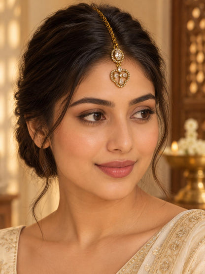 South Indian Gold Plated AD Maang Tikka for Women