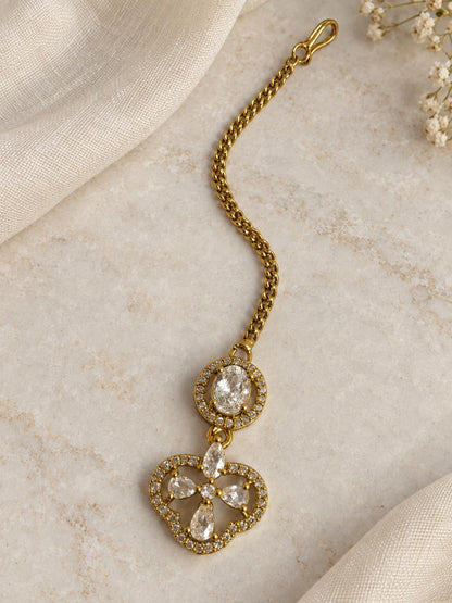 South Indian Gold Plated AD Maang Tikka for Women