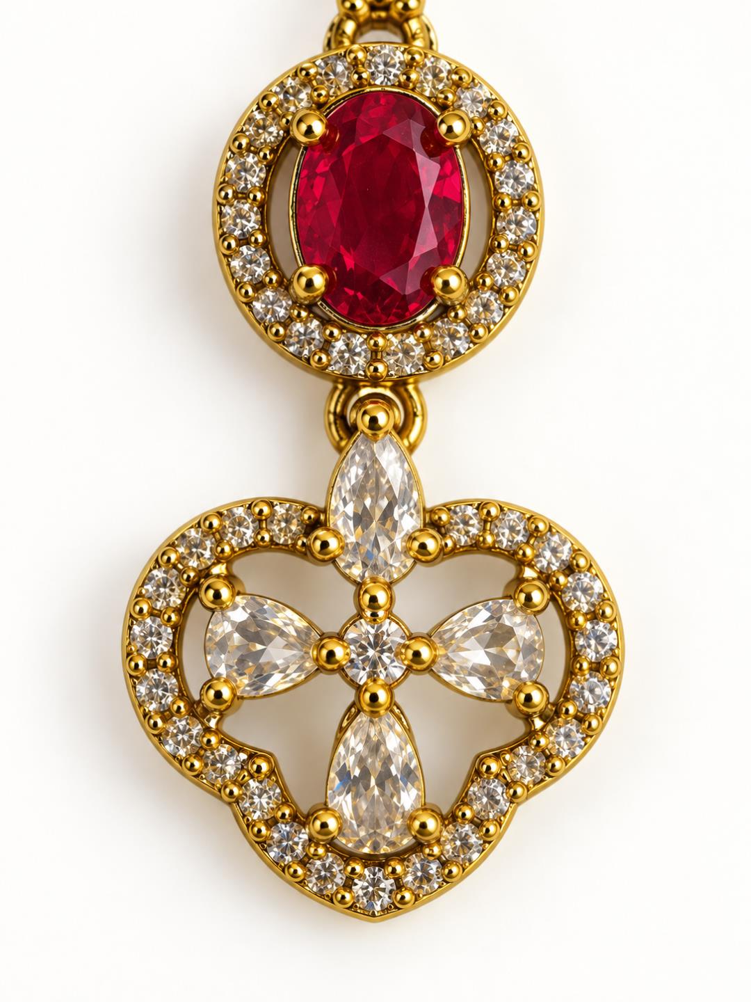 South Indian Gold Plated Red AD Maang Tikka for Women