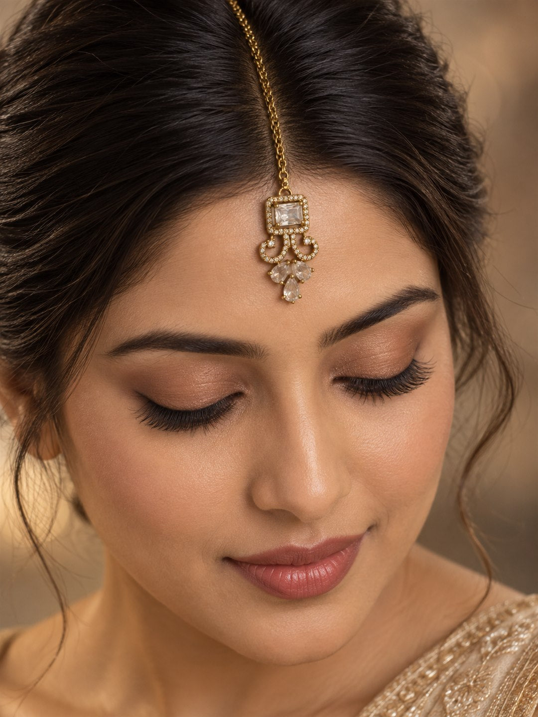 Antique Gold Plated Maang Tikka for Women