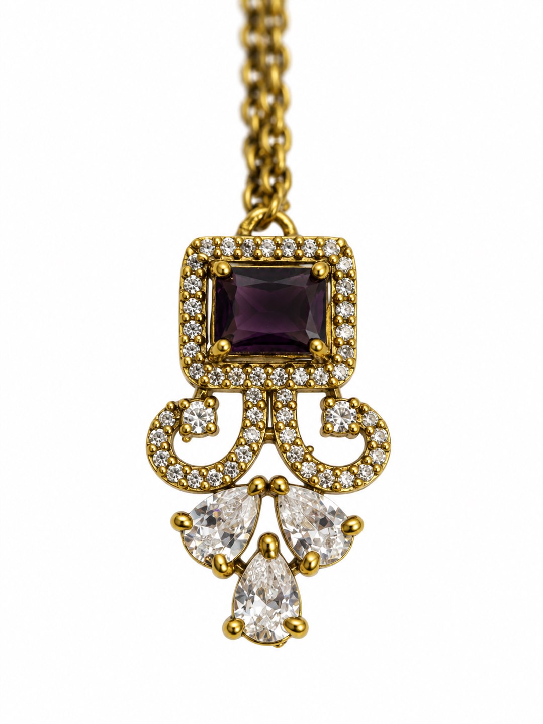 Antique Gold Plated Purple Maang Tikka for Women