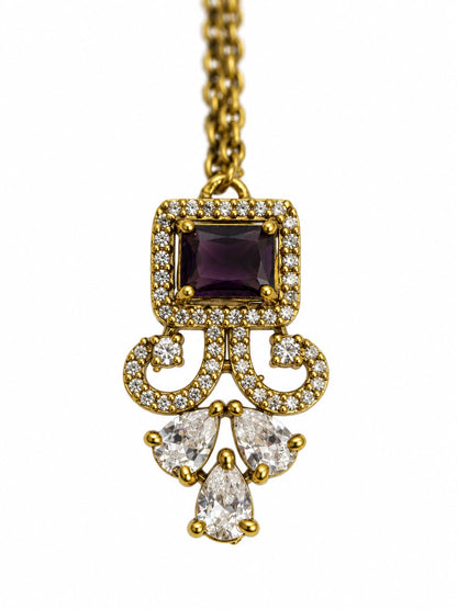 Antique Gold Plated Purple Maang Tikka for Women