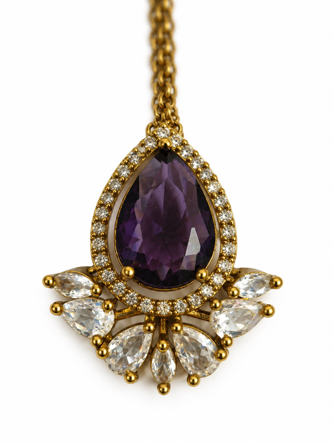 Antique Gold Plated Purple Maang Tikka for Women