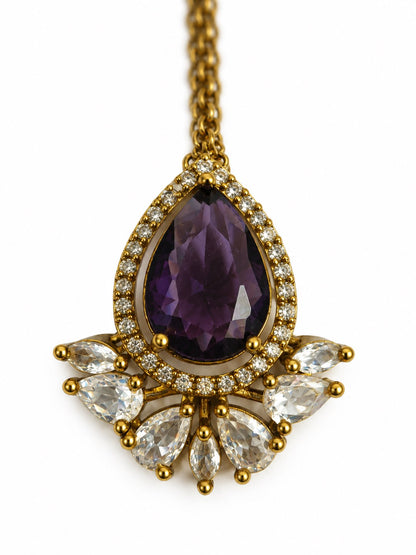 Antique Gold Plated Purple Maang Tikka for Women