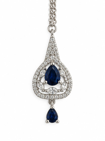 Silver Plated Blue AD Maang Tikka for Women
