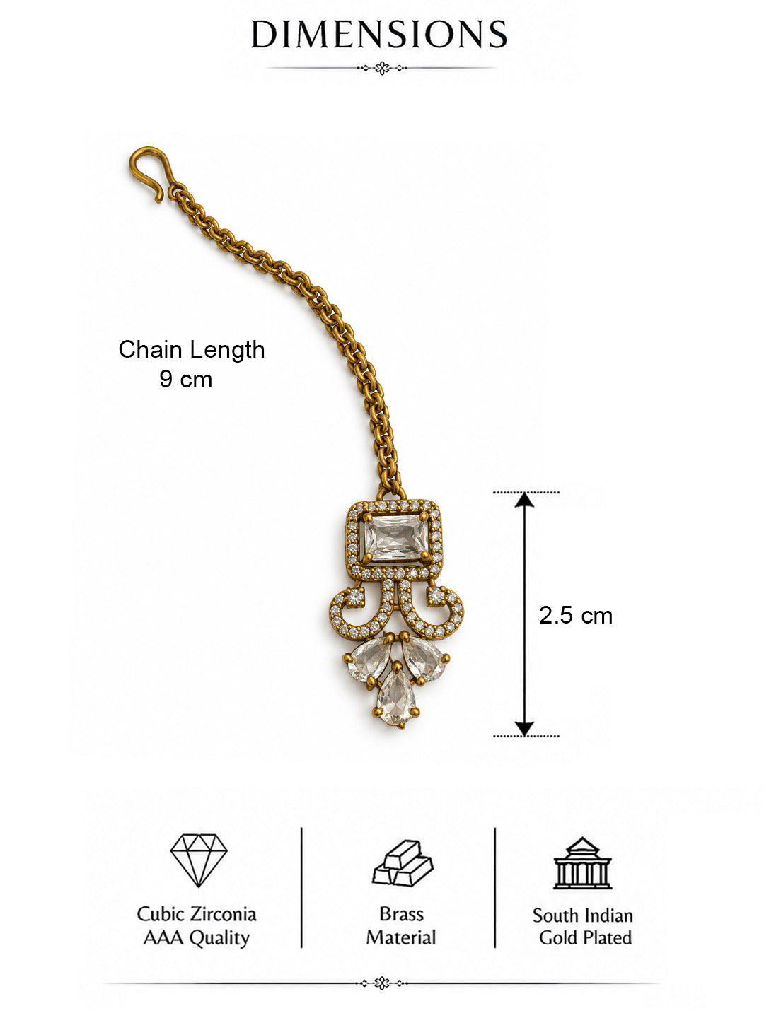 Antique Gold Plated Maang Tikka for Women