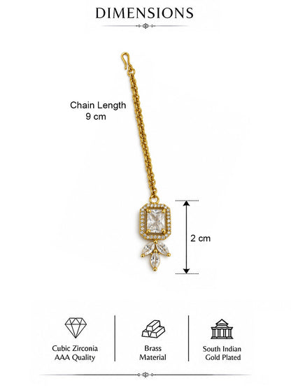 South Indian Gold Plated AD Maang Tikka for Women