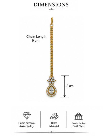 South Indian Gold Plated AD Maang Tikka for Women