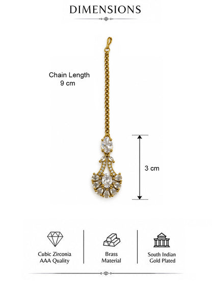 South Indian Gold Plated AD Maang Tikka for Women
