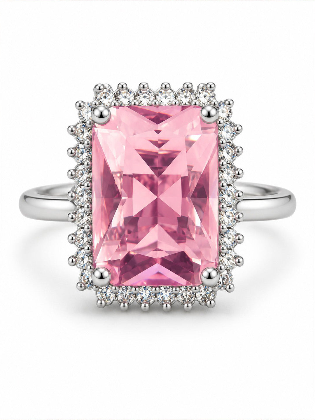 Silver Plated Pink AD Finger Ring for Women