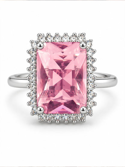 Silver Plated Pink AD Finger Ring for Women