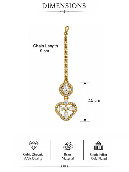 South Indian Gold Plated AD Maang Tikka for Women