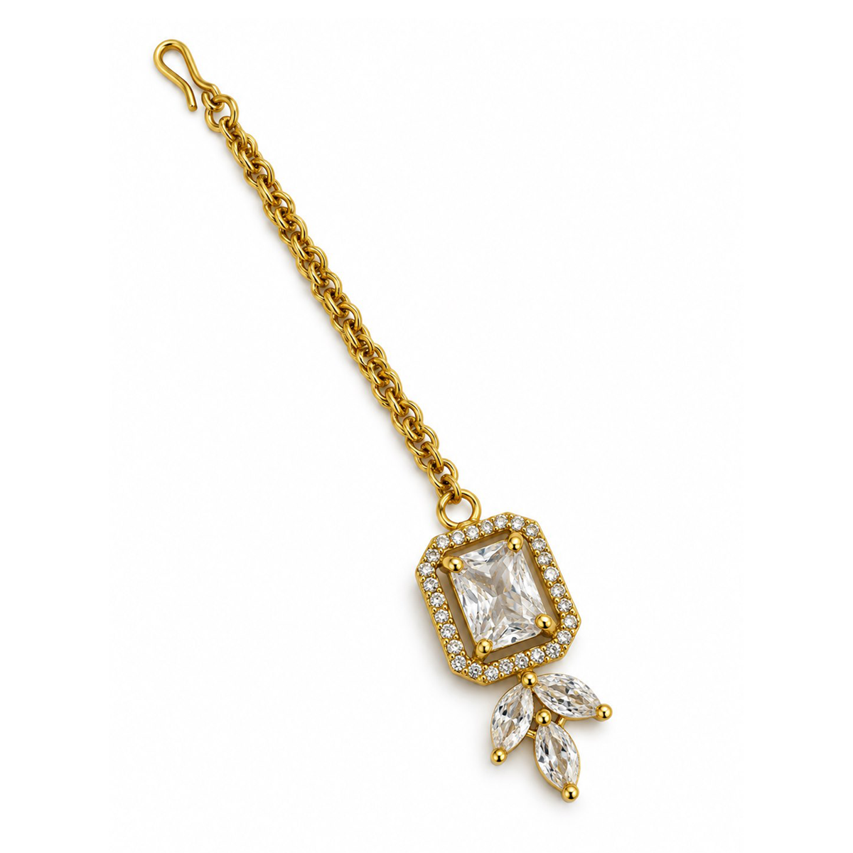 South Indian Gold Plated AD Maang Tikka for Women