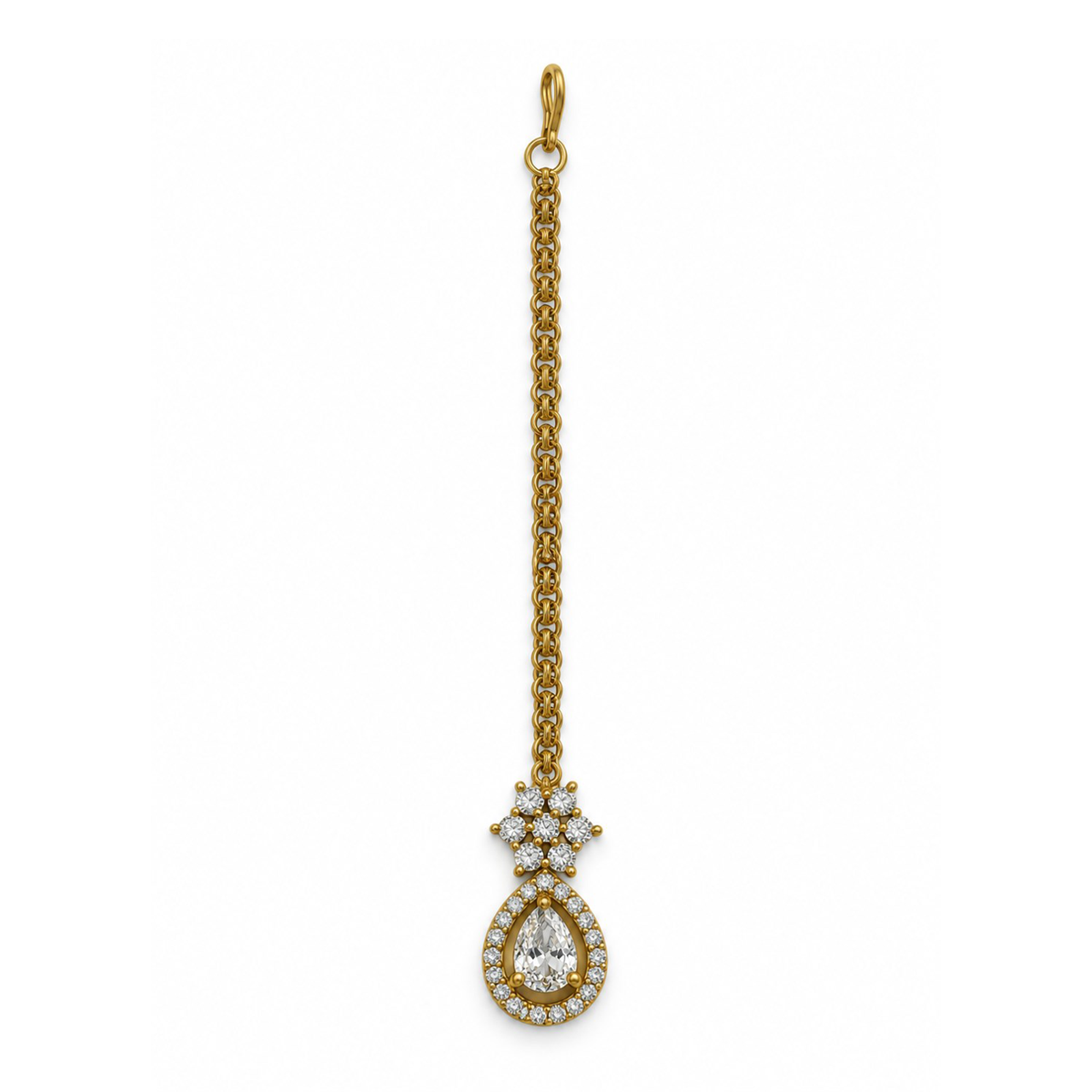 South Indian Gold Plated AD Maang Tikka for Women