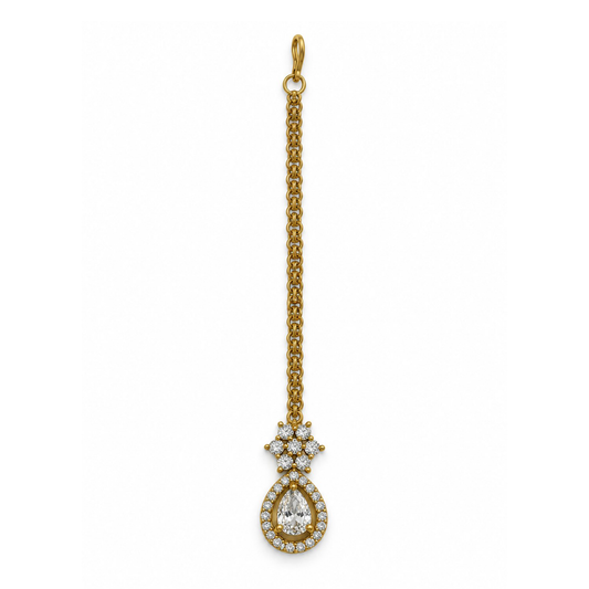 South Indian Gold Plated AD Maang Tikka for Women