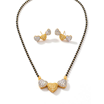 Gold Plated AD Heart Mangalsutra for women
