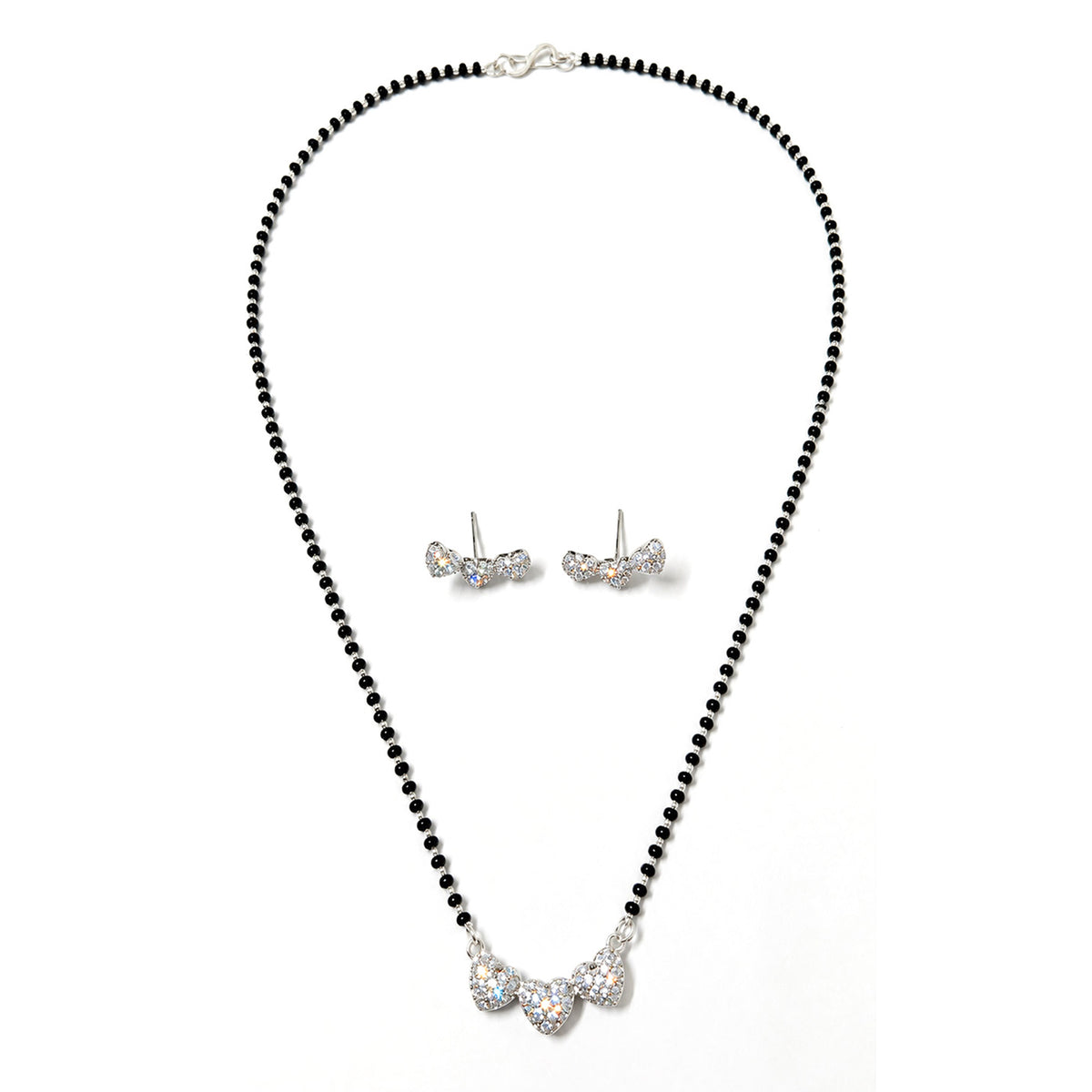 Silver Plated AD Heart Mangalsutra for women