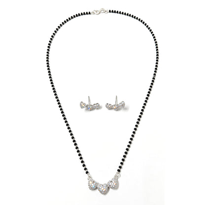 Silver Plated AD Heart Mangalsutra for women