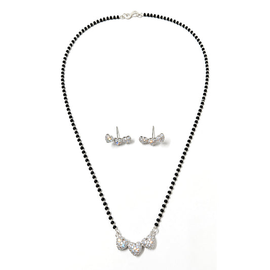 Silver Plated AD Heart Mangalsutra for women
