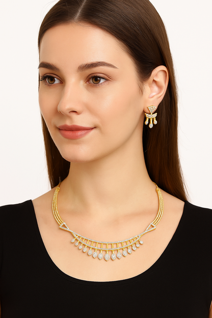 Gold Plated Designer AD Choker Jewellery Set