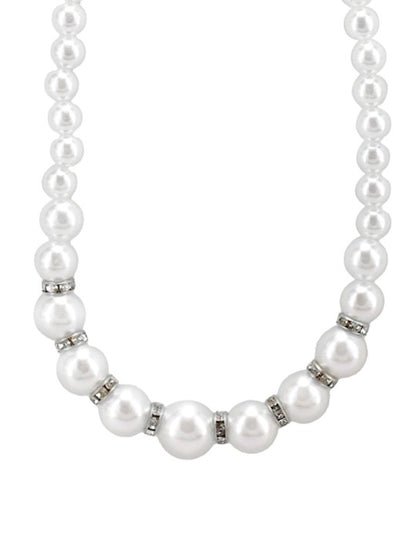 Silver Plated Pearl Beaded Moti Mala Necklace & Earrings