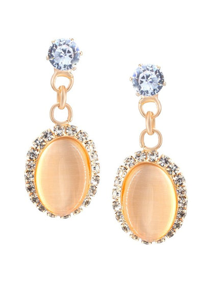 Rose Gold-Plated Stone-Studded Pendant Set