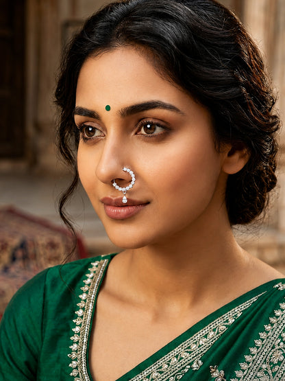 Silver Plated AD Nosering for Women