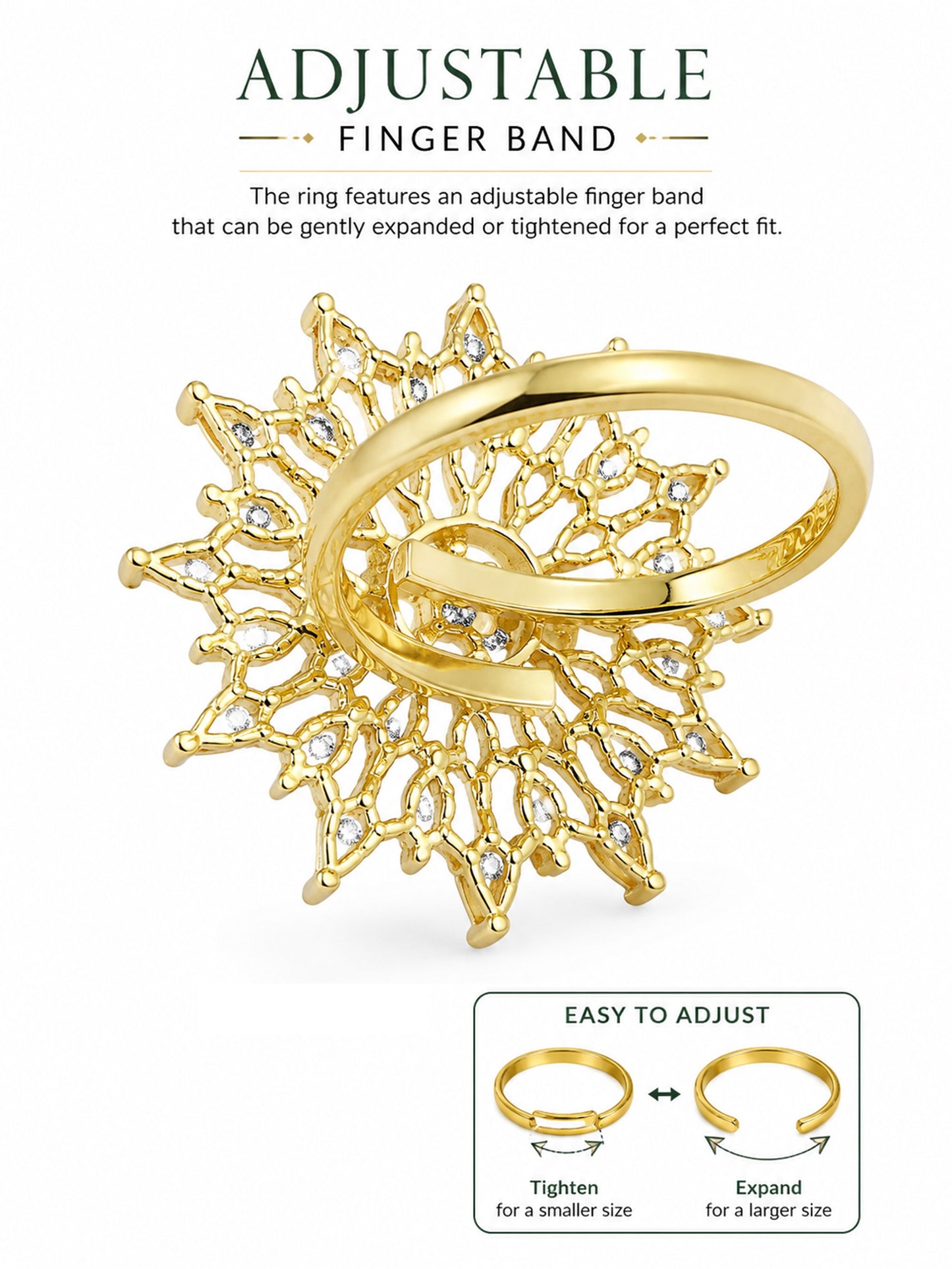 Gold Plated AD Finger Ring for Women