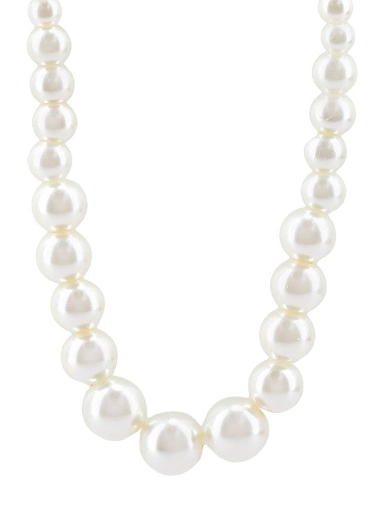 Silver Plated Pearl Beaded Moti Mala Necklace & Earrings