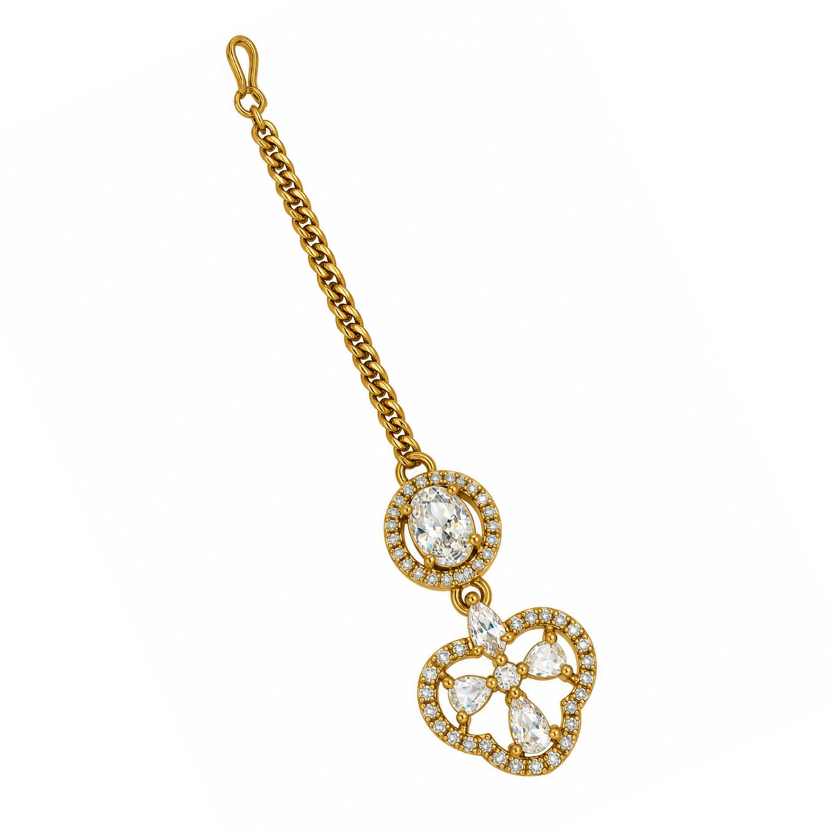 South Indian Gold Plated AD Maang Tikka for Women