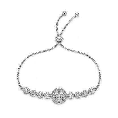 Rhodium Plated AD Adjustable Bracelet for Women