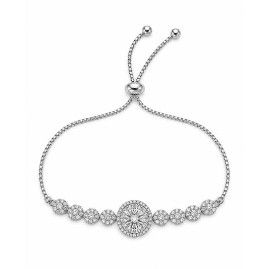 Rhodium Plated AD Adjustable Bracelet for Women