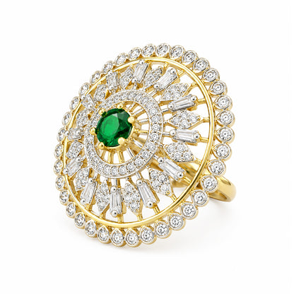 Gold Plated Green AD Finger Ring for Women