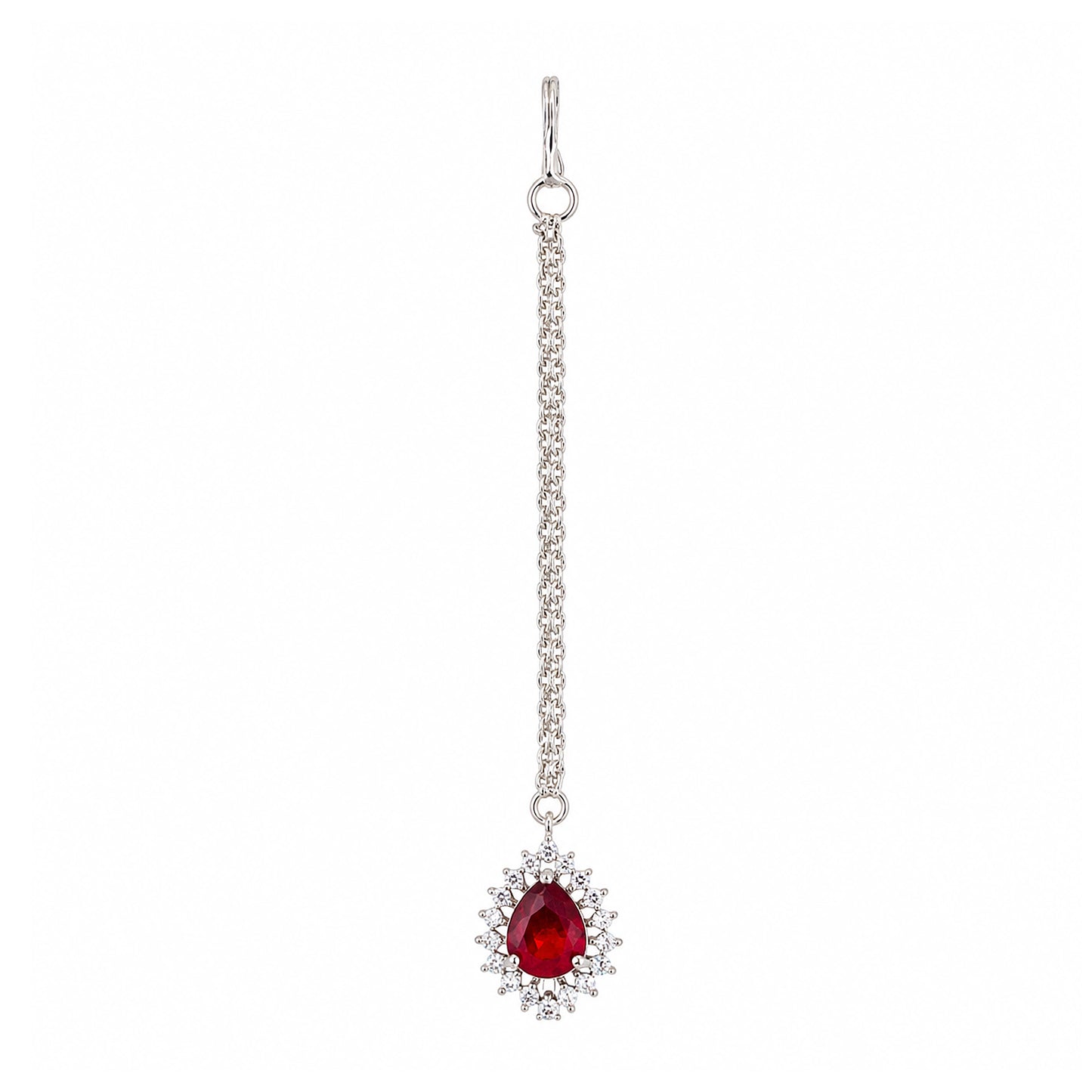 Silver Plated Red AD Maang Tikka for Women