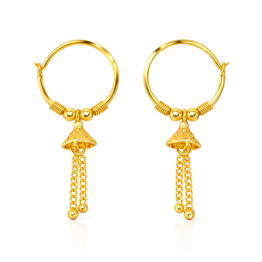 Gold Plated Classic Small Drop Hoop Earrings for Women
