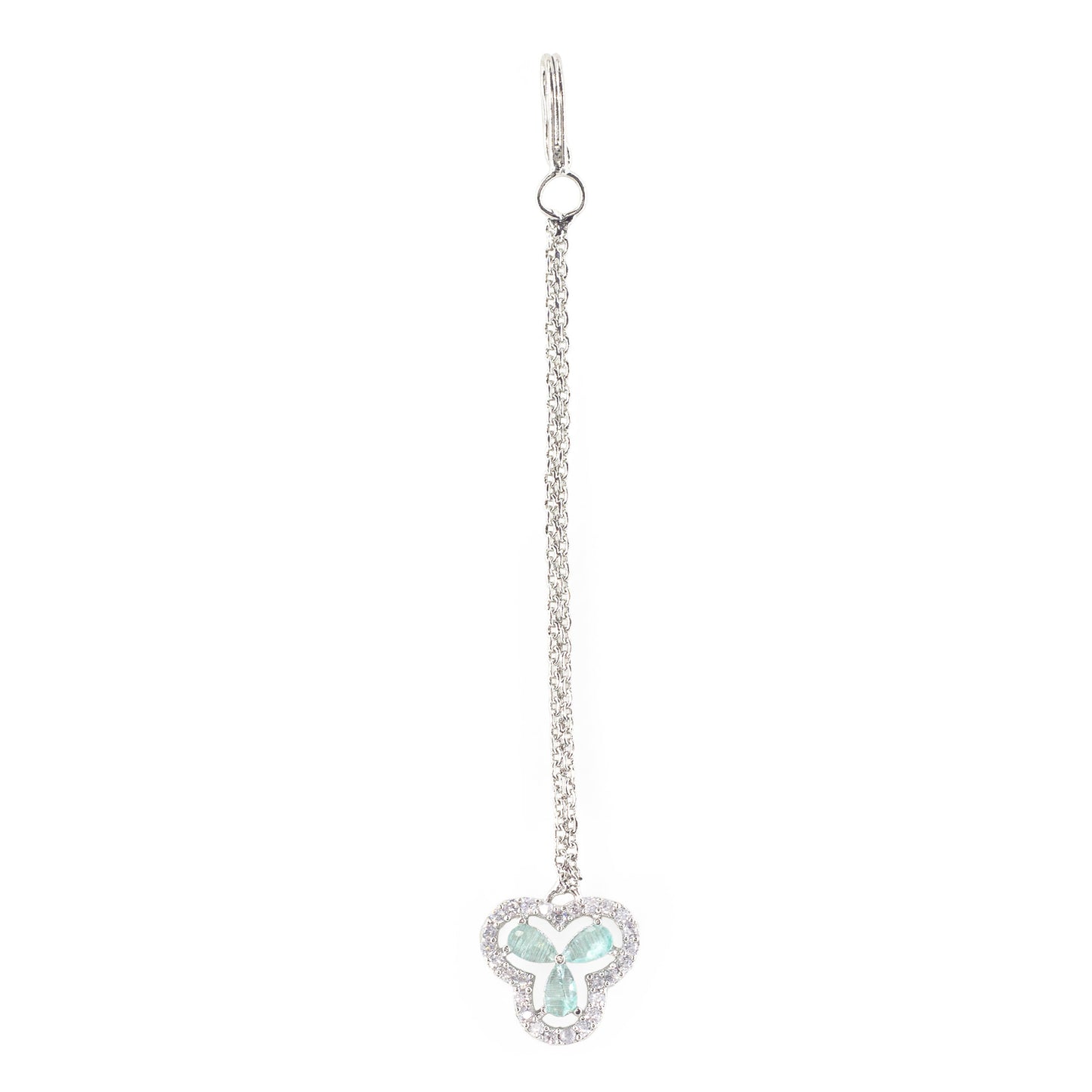 Silver Plated Mint Green Maang Tikka for Women