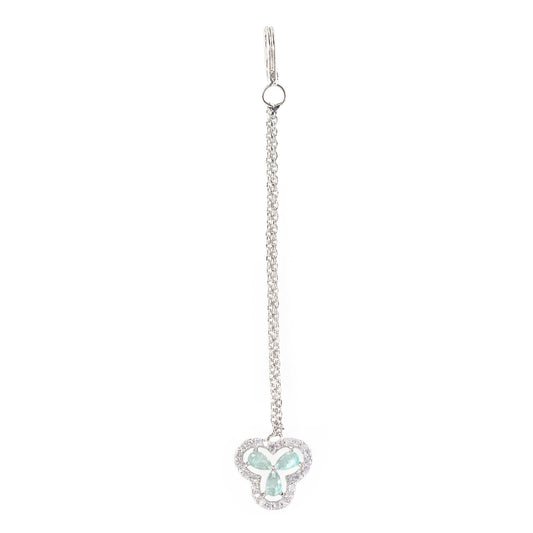 Silver Plated Mint Green Maang Tikka for Women