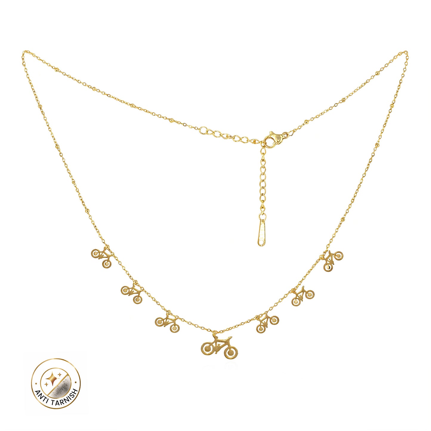 Gold Plated Cycle Charm Chain Necklace for Women