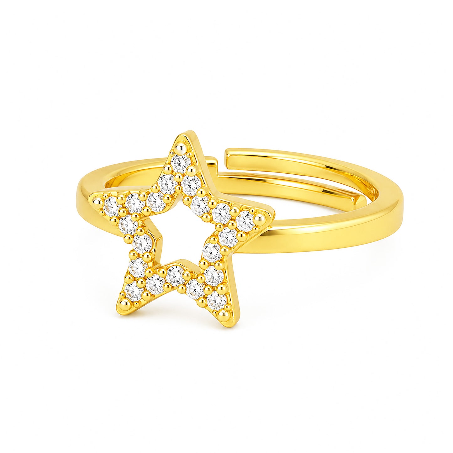 Gold Plated AD Star Finger Ring for Women