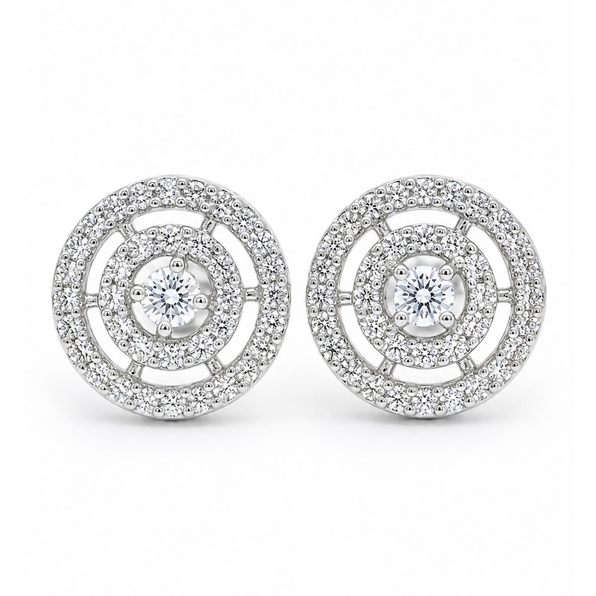Rhodium Plated AD Stud Earrings for Women