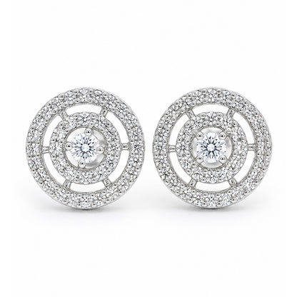 Rhodium Plated AD Stud Earrings for Women