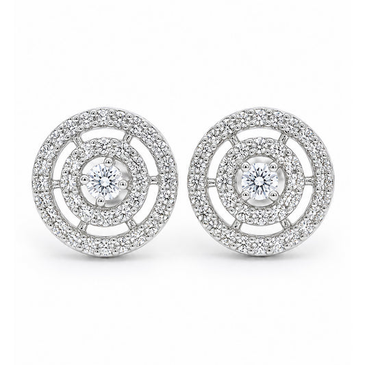 Rhodium Plated AD Stud Earrings for Women